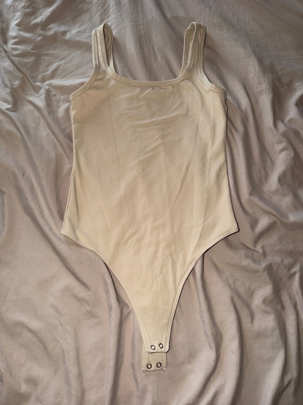 Abercrombie & Fitch Nude Tank One-Piece Bodysuit with Snap Closure
